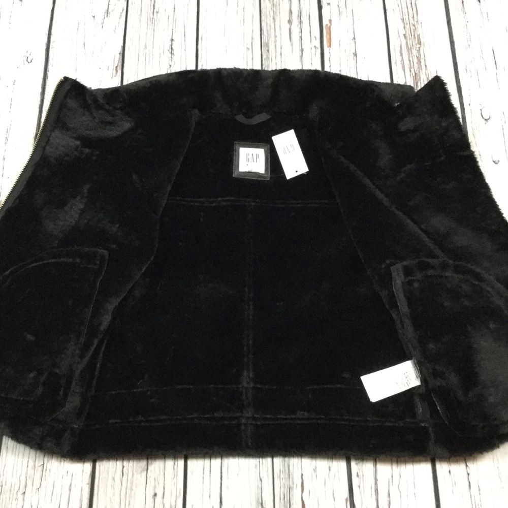 Gap Girl XS Black Faux Leather Biker Jacket - Picture 3 of 8